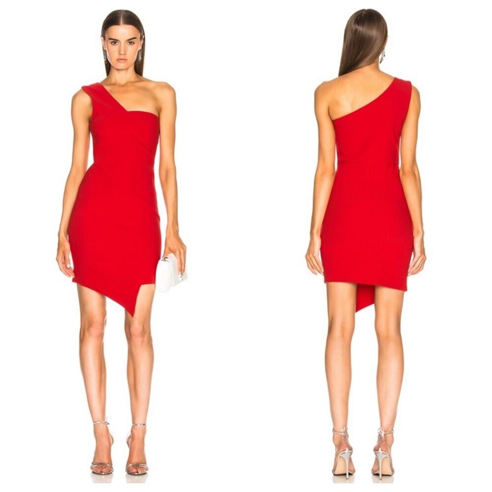 HANEY for FWRD Margot Dress Asymmetric One-Shoulder Size 4 in Red NWT